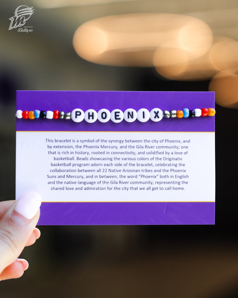 PhoenixMercury's tweet image. A bracelet that tells a story of unity, tradition, and the city we call home 🧡
Get your bracelet this Wednesday at Originativ Night brought to you by @PlayAtGila. The giveaway will be handed out to the first 5,000 fans in the building!
🎟️ bit.ly/46EZ1Oy
