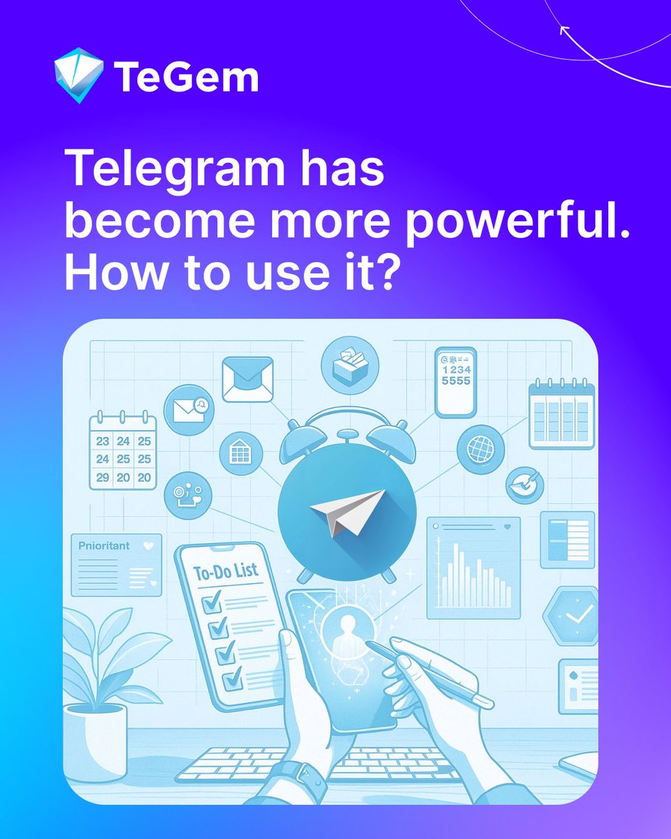 Tegemapp's tweet image. Telegram has become more powerful.

📋 Checklists
🎙️ Trimmed voice 
🗂️ Group tabs &amp;amp; topics
📨 Channel replies
🧠 Grok AI for content &amp;amp; automation

Want more power? Add Tegem —
Plan, publish, collaborate.

👉 Telegram + Tegem = system.
Telegram alone = chaos.

#TelegramUpdate