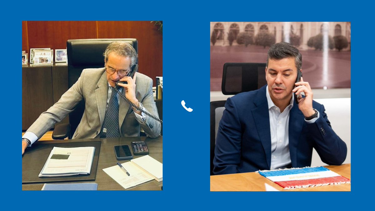 rafaelmgrossi's tweet image. Spoke by phone with @PresidenciaPy’s @SantiPenap of Paraguay and appreciated his strong support for @IAEAorg and our mission. As during my visit last December, I reiterated our full readiness to support 🇵🇾’s clean energy and development goals.