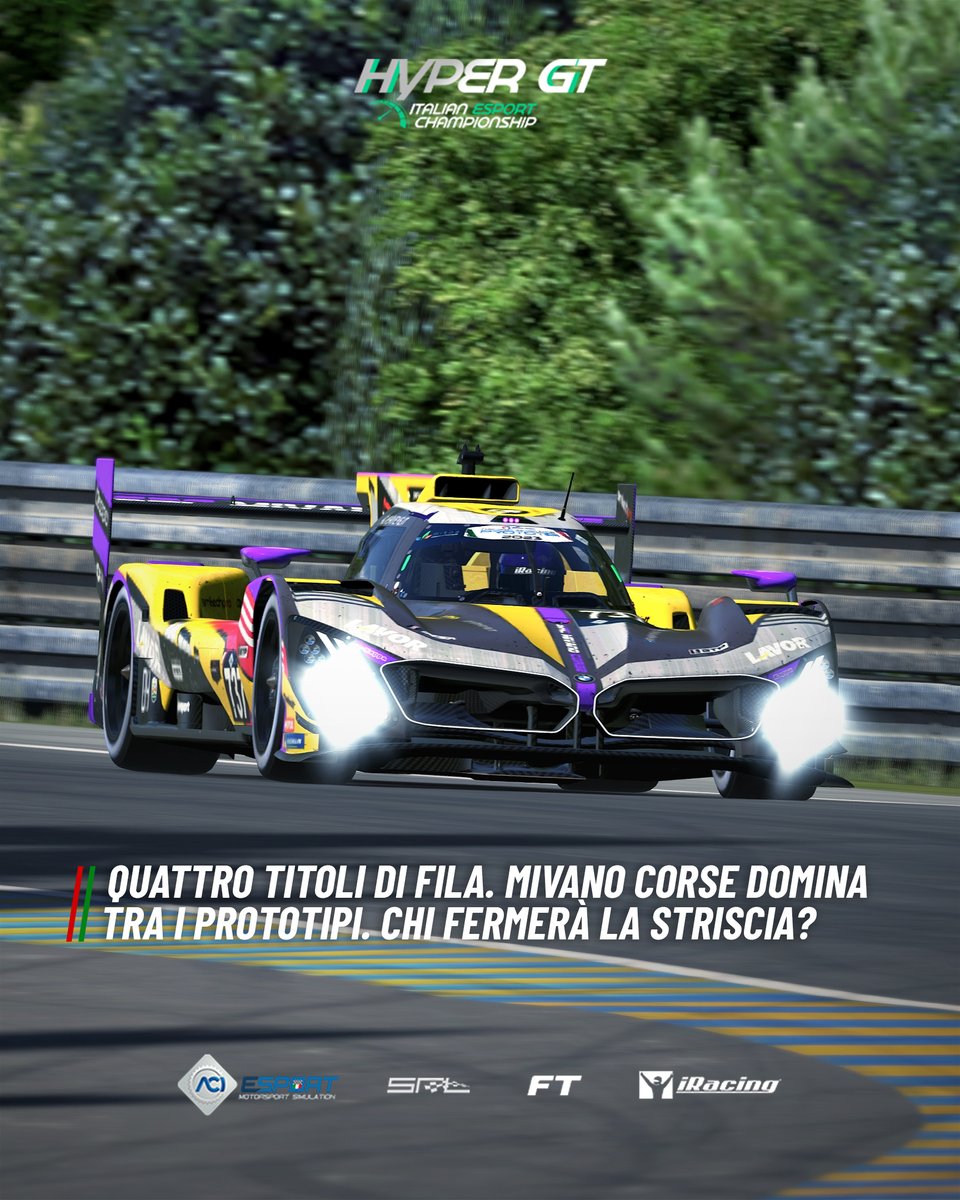 🏆 <a href="/MivanoRacing/">Mivano</a> ha vinto tutte le edizioni del Campionato Italiano ACI Esport Prototipi:
Gorlè (2021), Carlà (2022), Leo (2023), Kaulartz (2024).
Chi spezzerà il dominio nel 2025?
#ACIesport #HyperGT #GTP #iRacing
<a href="/ACI_Sport/">ACI Sport</a>  <a href="/FTraiettoria/">Fuori Traiettoria</a>  <a href="/iRacing/">iRacing</a>