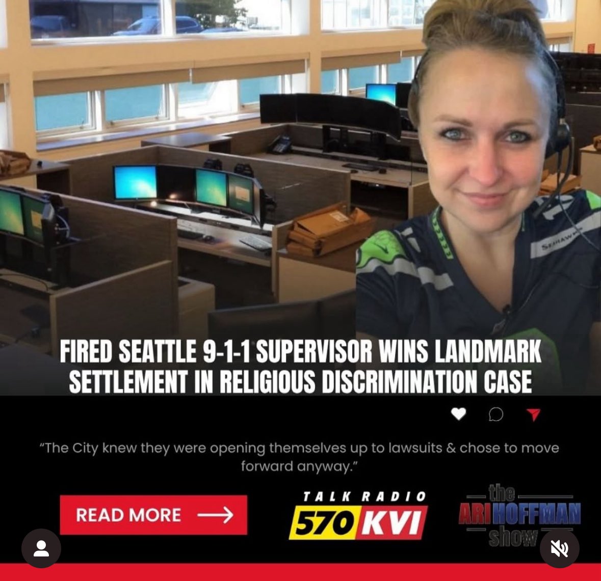 After a $875,000 payout, for violating her religious freedom, the city of Seattle declined to comment. More of this please!