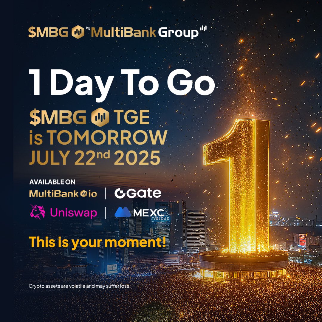 CryptoNotaz's tweet image. 🚨 TGE ALERT: $MBG launches tomorrow – July 22, 2025! @multibank_io
This isn’t just another token. It’s backed by:
• $29B in assets
• $440M buyback & burn plan
• $3B in tokenized real estate
A TradFi titan entering crypto with full force.
Don’t sleep on $MBG — this might be…