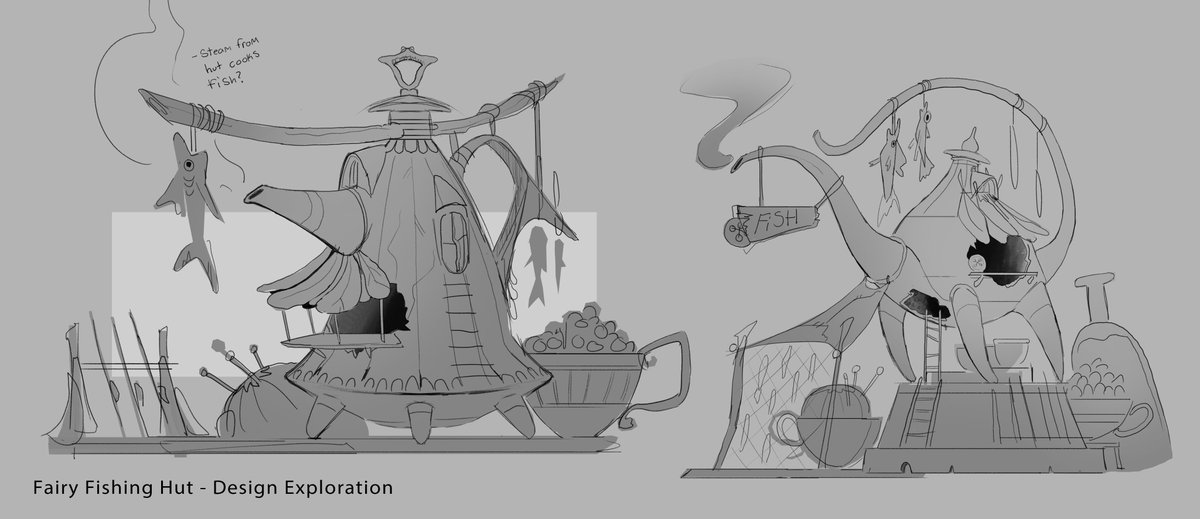 StreetsOfZine's tweet image. Fairy fishing hut designs by @/fionas.sketchbook