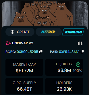 0xTowelie's tweet image. over $50 million dollars for a $bobo coin