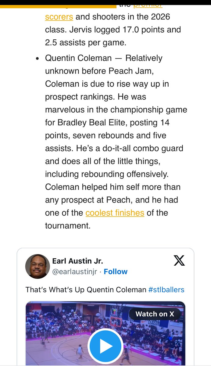 TheFieldOf68's tweet image. What should you know about @NikeEYB Peach Jam?
@slancehoops dove into a couple themes and notable players in the latest Field of 68 Daily.
Read more: fieldof68.beehiiv.com/p/the-weekend-…