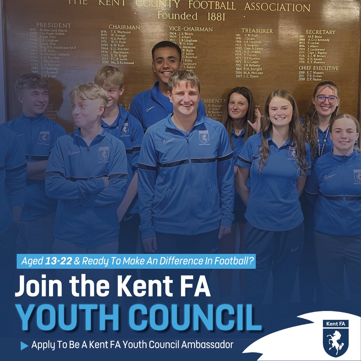 KentFA's tweet image. KENT FA YOUTH COUNCIL | Applications now open!
Are you passionate about football and ready to make a difference?
Join the Kent FA Youth Council and:
⚽ Influence football in the county
⚽ Represent the voices of young people in the game
⚽ Build confidence, teamwork, and…