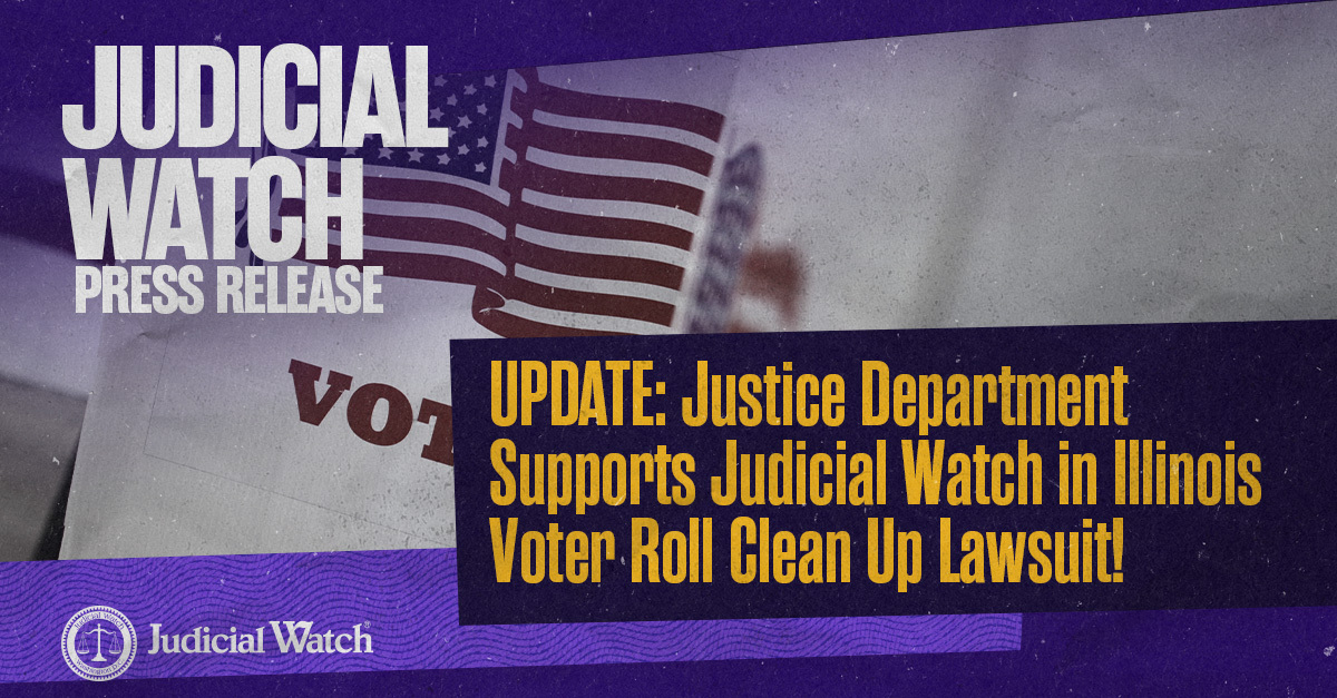 JudicialWatch's tweet image. The U.S. Department of Justice filed a statement of interest in a Judicial Watch lawsuit that that seeks to force the clean-up of Illinois’ election rolls as federal law requires.
jwatch.us/NMusCp