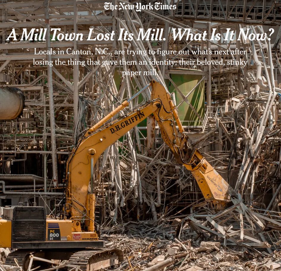 ProducerCities's tweet image. "The first thing the mill workers noticed on what they later deemed 'Black Monday' was the series of dark SUVs pulling up near the paper mill, at the heart of Canton, NC" nytimes.com/2025/07/21/us/…