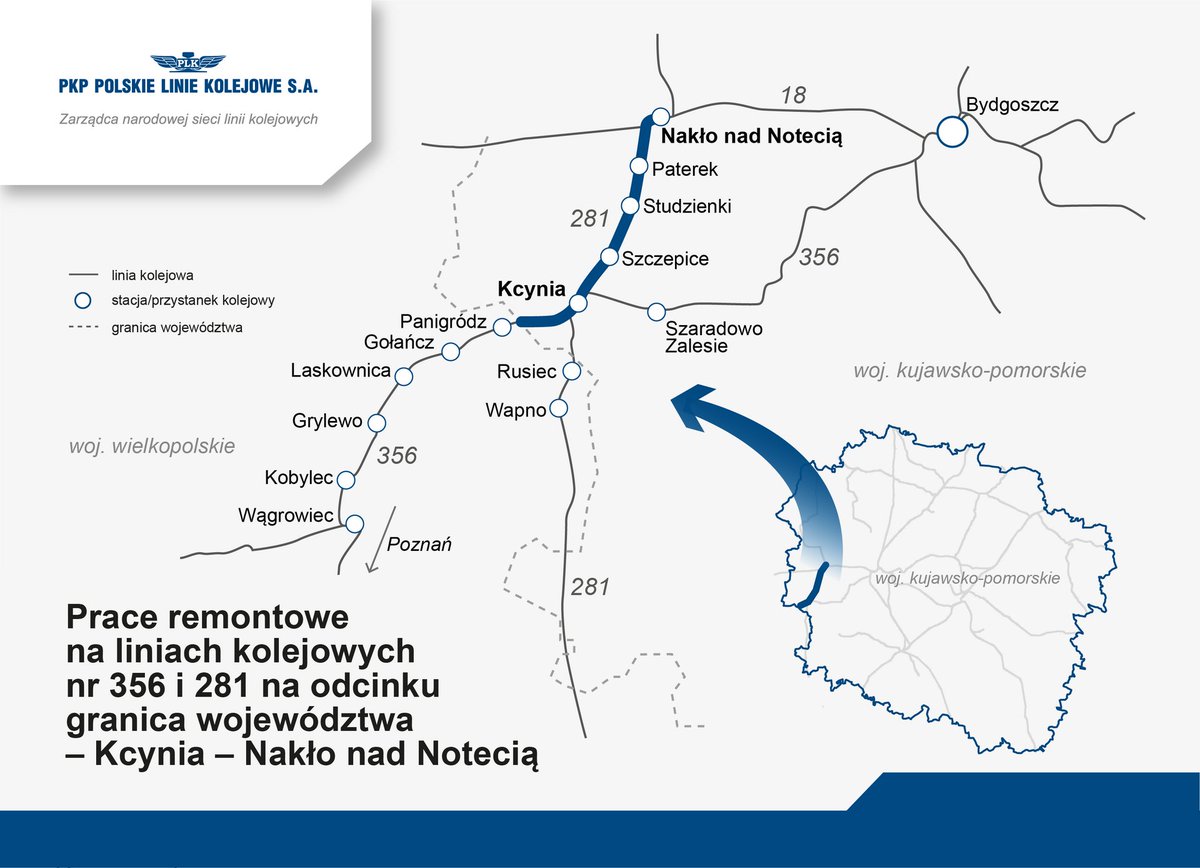 PKP_PLK_SA's tweet image. Przywracamy dostęp do kolei tam, gdzie mieszkańcy od dawna nie mieli szansy na korzystanie z tego środka transportu❗
Podpisaliśmy umowę na remont trasy Kcynia – Nakło nad Notecią, aby stworzyć dodatkowe kolejowe połączenie między Bydgoszczą, a Poznaniem.
Więcej informacji 👉…