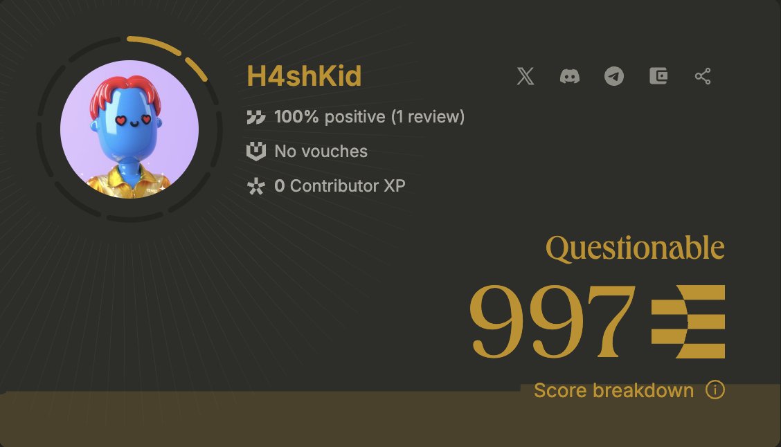 h4shkid's tweet image. My Ethos score is low because my account is new.
Help a brother out 🙏
@ethos_network