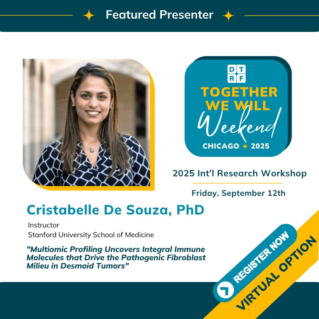 DTRFoundation's tweet image. ✨️ Meet DTRF Int&apos;l Research Workshop Featured Presenter: Cristabelle De Souza, PhD, Stanford University School of Medicine

🔗 Learn more and register here: donate.dtrf.org/TWW2025⁠ ⁠

#DTRF #desmoid