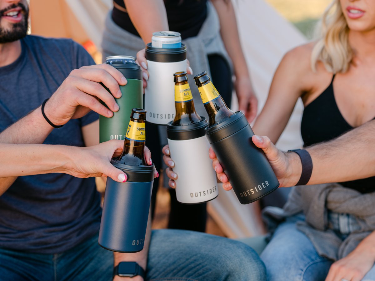 outsider's tweet image. The Outsider PM doesn’t play around. Fits almost any can or bottle. Keeps it ice cold. Built-in bottle opener. This is your drink’s new best friend.
🛒 outsider.com