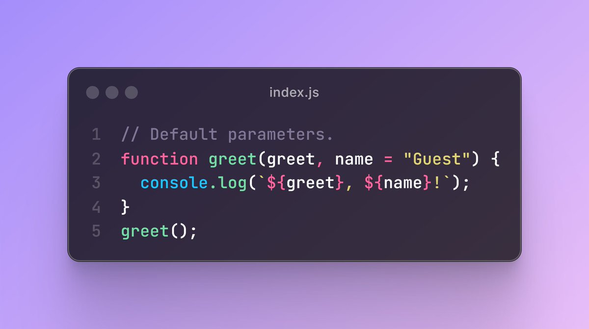 ChaiDrivenDev's tweet image. Passing Data to Functions in JS 🚀
🔹 Fixed Params – known args
🔹 Rest Params – flexible args
🔹 Destructuring – extract from objects
🔹 Default Values – fallback for missing args
Master these & level up your function game! 💡
#JavaScript #CodingTips #JSFunctions #CodeNewbie