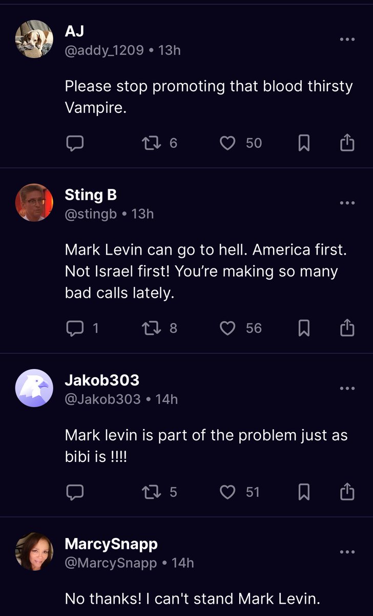 MrStevenSteele's tweet image. President Trump is getting absolutely ratio’d by his base after recommending Mark Levin’s newest book on Truth Social. 🤣