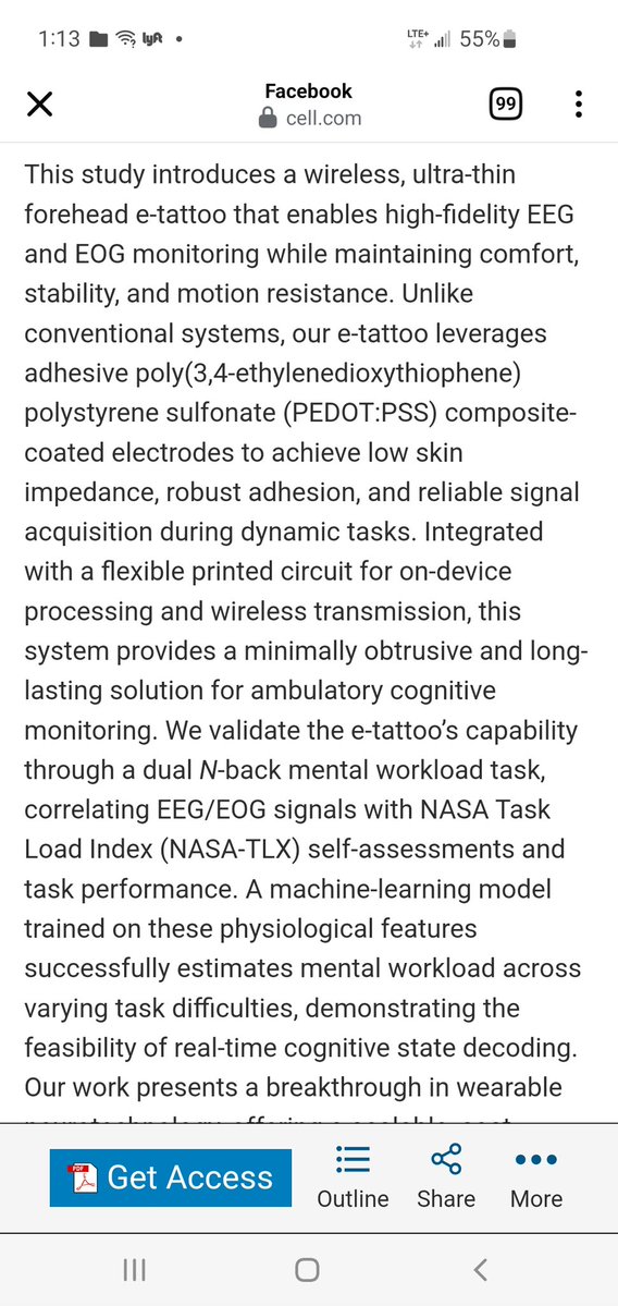 BarelyBook's tweet image. 🚨 🚨 🚨
Everyone looking forward to their graphene E-tattoo?
A wireless forehead e-tattoo for mental workload estimation cell.com/device/abstrac…
Mind-reading face tattoo could make you a better worker May 29, 2025 nanowerk.com/news2/robotics…