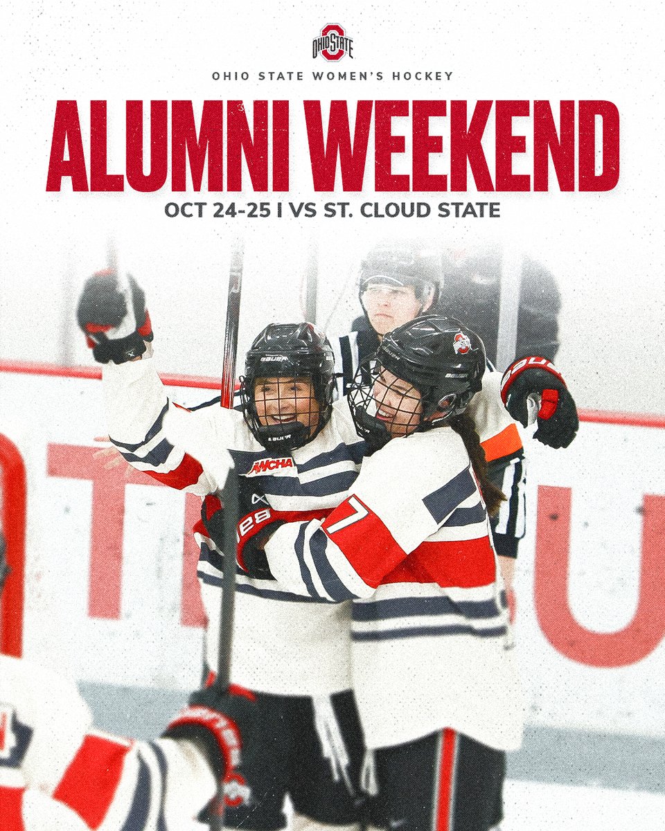 OhioStateWHKY's tweet image. ATTN Ohio State Women&apos;s Hockey Alums❗

Save the date for Alumni Weekend 📅
Oct. 24-25

#GoBucks