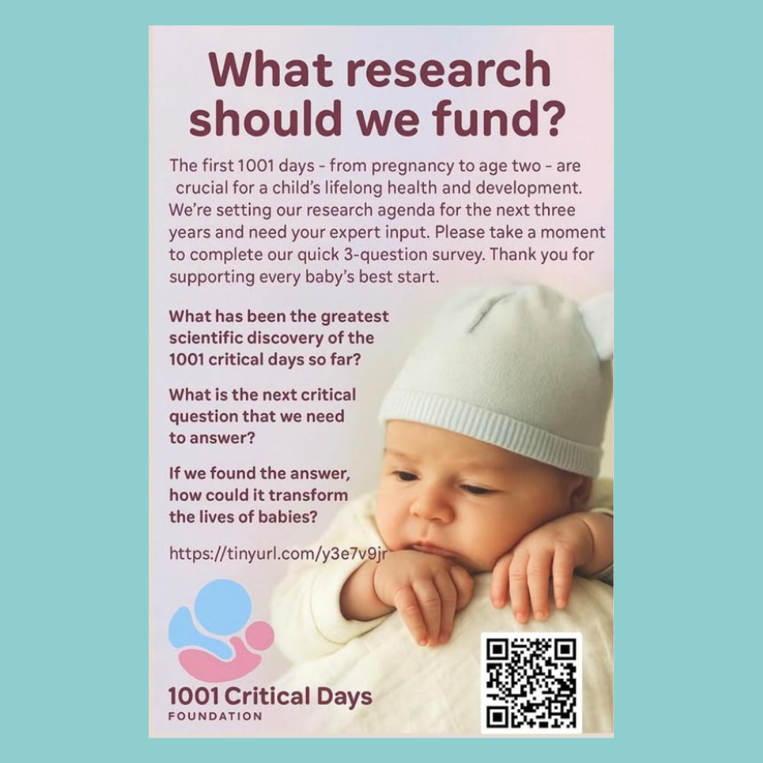 BrazeltonUK's tweet image. The @1001CDF wants to hear from professionals, academics & policy makers to help shape their next research. Why not take this opportunity to share what matters to you in ensuring babies & their families have the best start.
Go to tinyurl.com/y3e7v9jr/ to fill the short survey.