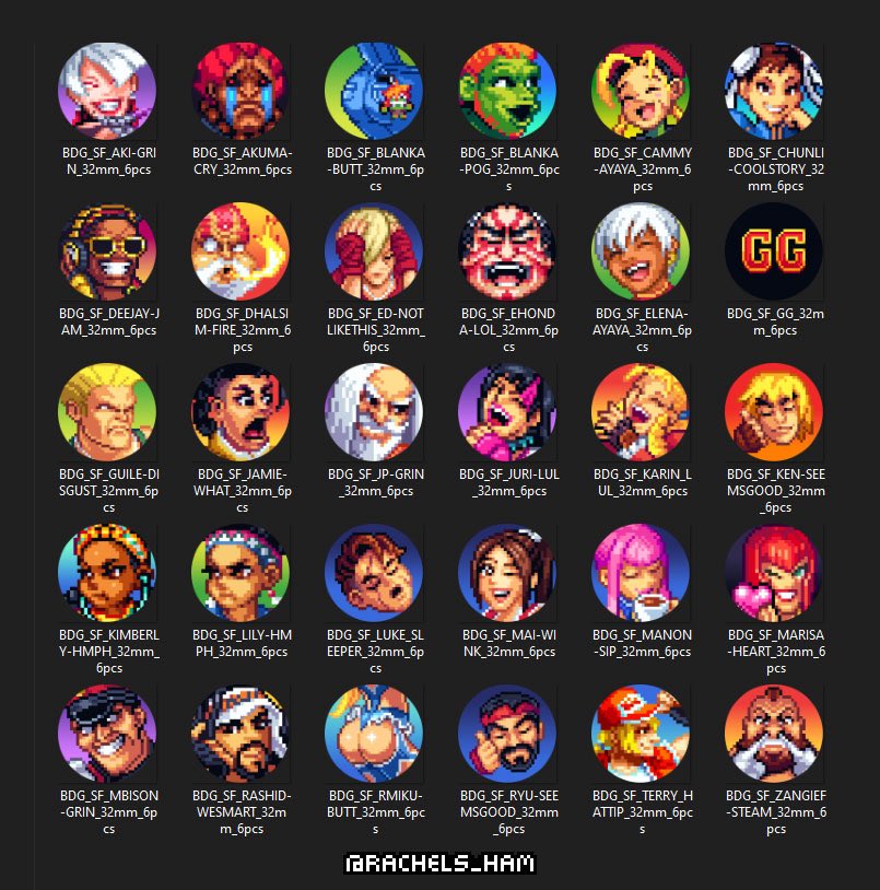 Rachels_ham's tweet image. I’ve been working on some SF emote badges to bring to VSFighting XIII 👀