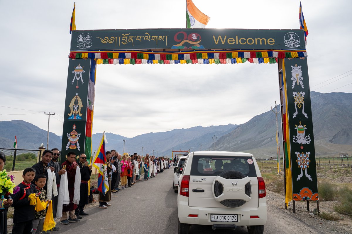 DalaiLama's tweet image. After two days when poor weather obstructed travel between Leh and Zanskar, His Holiness the Dalai Lama was able today to fly into Padum by helicopter. He was given a grand reception at the helipad by the people of Zanskar and formally welcomed by local officials on July 21,…