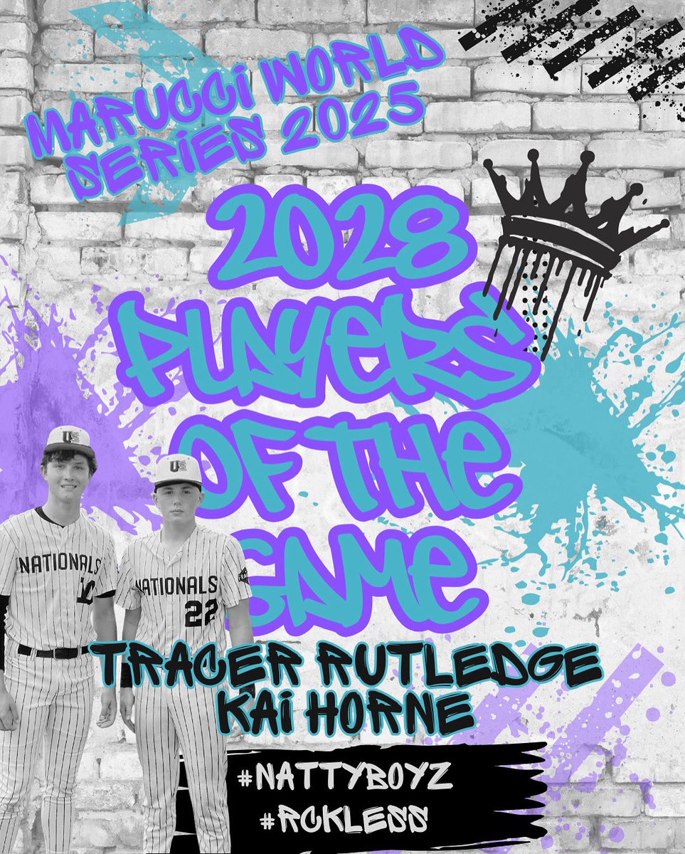 Natty Boyz 2028 Players of the MWS25 Game (G1) are: 
<a href="/TracerRutl10/">Tracer Rutledge</a>  1/2 HR, 3RBI
<a href="/KaiHorne10/">Kai Horne</a> 1/3 HR, 1 RBI