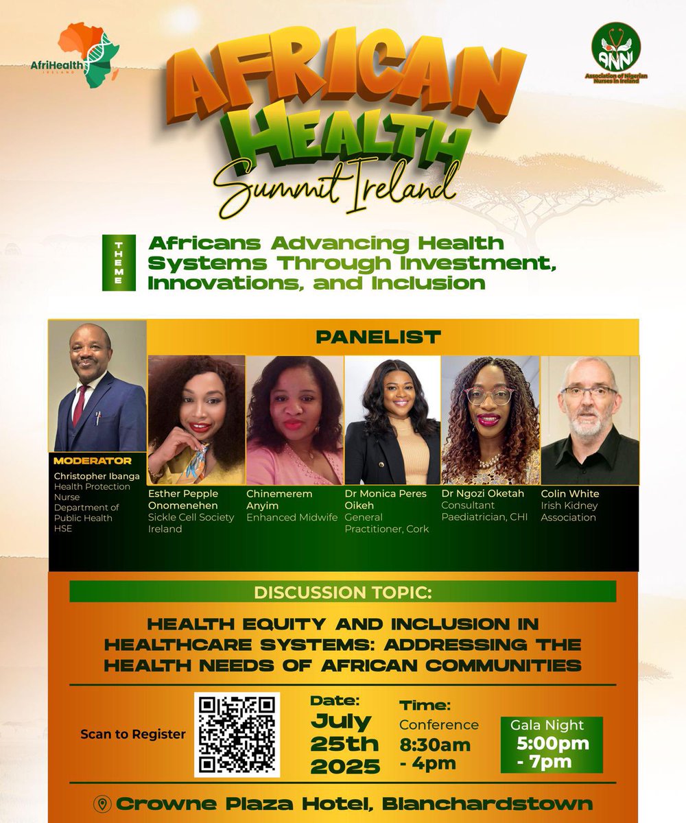 Amazing line ups 🎟️
Let’s invest, innovate, and include — together. 💪🏽
Register now
#AfricanHealthSummit #AfriHealthIreland #HealthcareLeadership #WorkforceDevelopment #DiversityInHealthcare #InvestInnovateInclude #GlobalHealth #HealthEquity #IrelandEvents #AfricanDiaspora