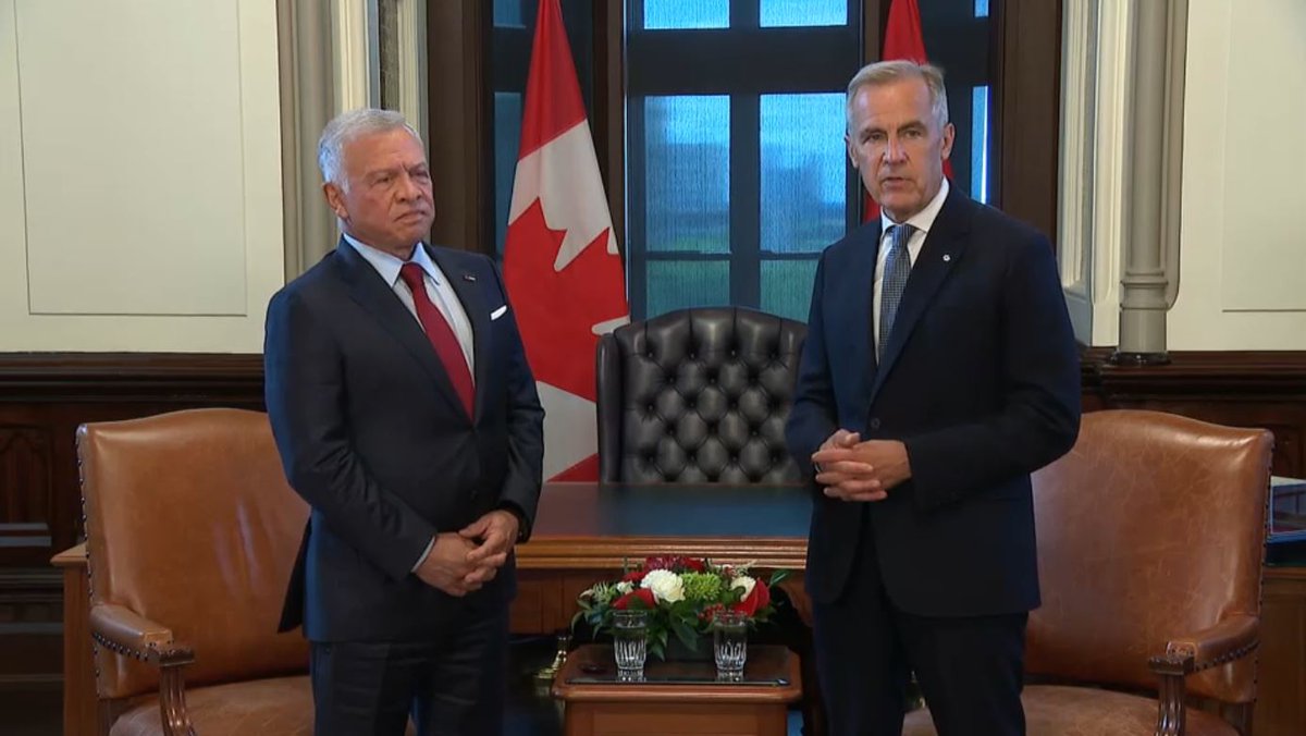 CPAC_TV's tweet image. LIVE: PM Carney meets with Jordan’s King Abdullah II in Ottawa
➡️ow.ly/VgTT50WsP1Z
EN DIRECT : Le PM Carney rencontre le roi Abdallah II de Jordanie à Ottawa
➡️ow.ly/5QBe50WsP1Y
#cdnpoli | #polcan
