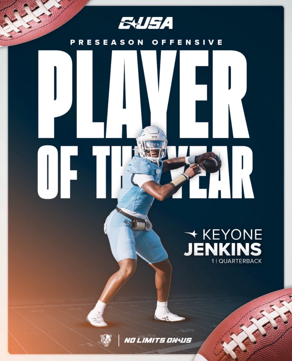 fiuFBupdates's tweet image. Big time praise for FIU today, QB Keyone Jenkins has been named the Preseason Offensive Player of the Year and WR C’quan Jnopierre has been named the Preseason Special Teams Player of the Year 🔥🐾
#FIUFootball #PawsUp 🐾 #CUSA