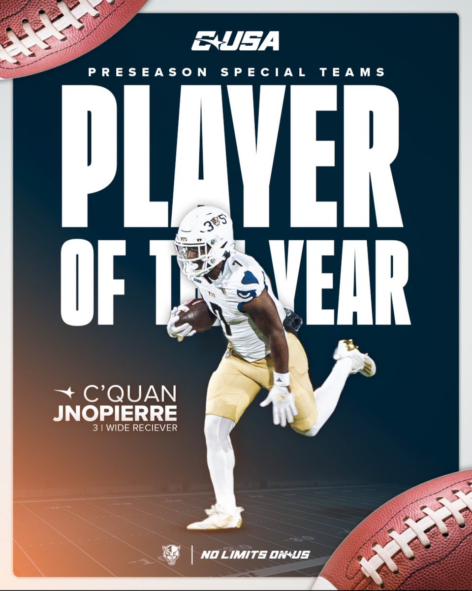 fiuFBupdates's tweet image. Big time praise for FIU today, QB Keyone Jenkins has been named the Preseason Offensive Player of the Year and WR C’quan Jnopierre has been named the Preseason Special Teams Player of the Year 🔥🐾
#FIUFootball #PawsUp 🐾 #CUSA