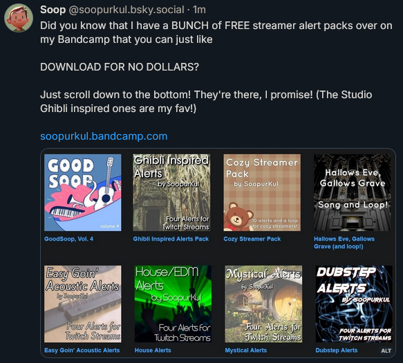 Just a reminder that I'm not dead, I'm just over on 🟦☁️ makin trouble and shilling my music like I always have been!

Toss me a follow!