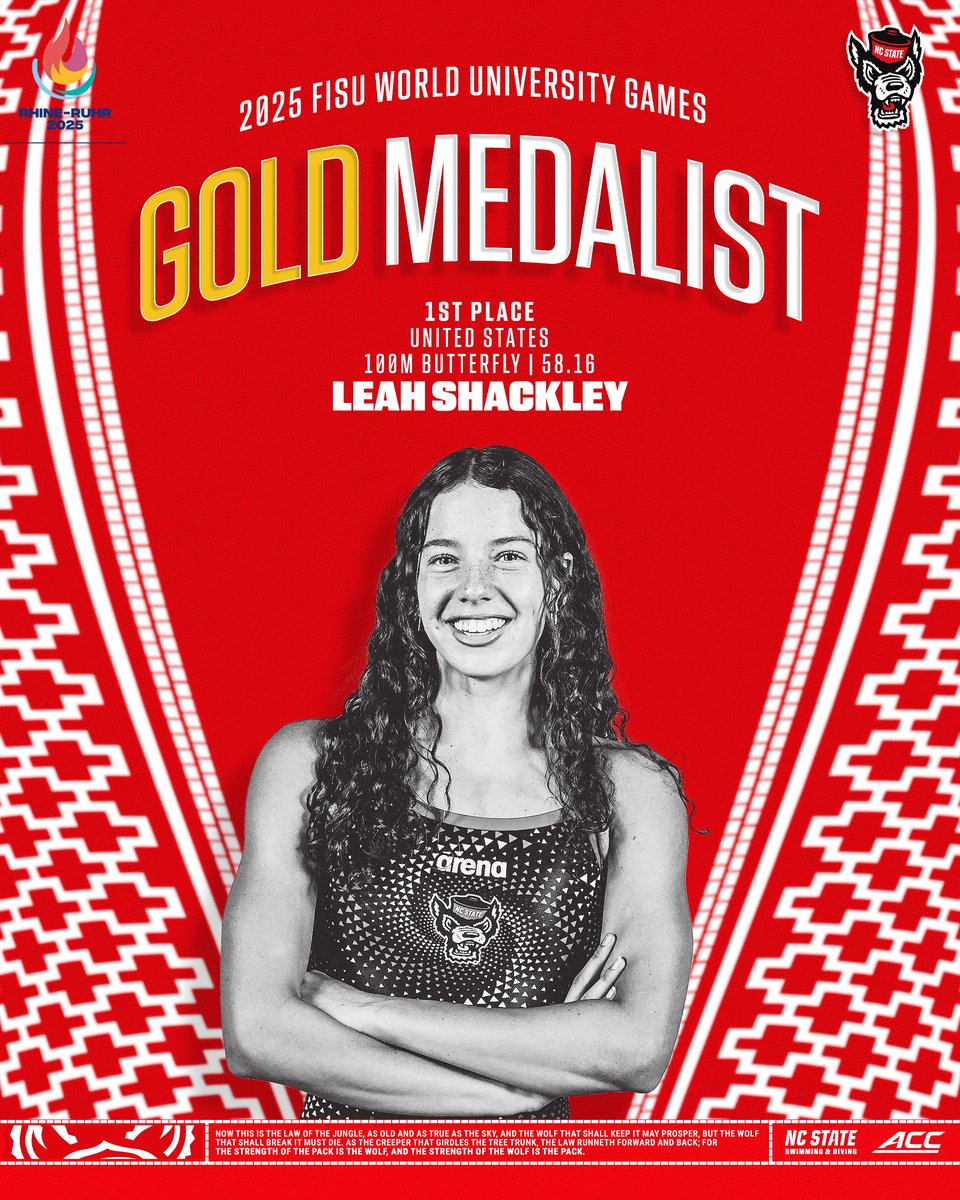 Shackley wins gold again! 🥇

With a time of 58.16 in the 100m butterfly, Shackley claims her third gold medal at the World University Games!
#GoPack