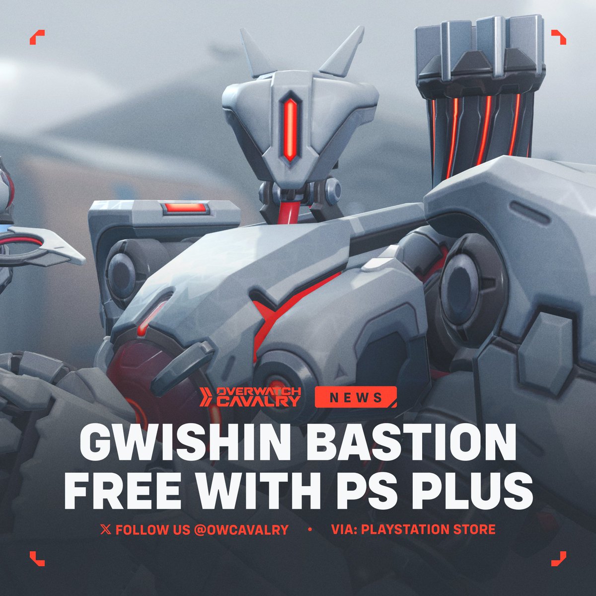 OWCavalry's tweet image. New #Overwatch2 PlayStation Plus Bonus Pack π₯
Head to the PlayStation Store and claim your bundle featuring:
πΊ Gwishin Bastion Legendary Skin
β¨ +5 Battle Pass Tier Skips