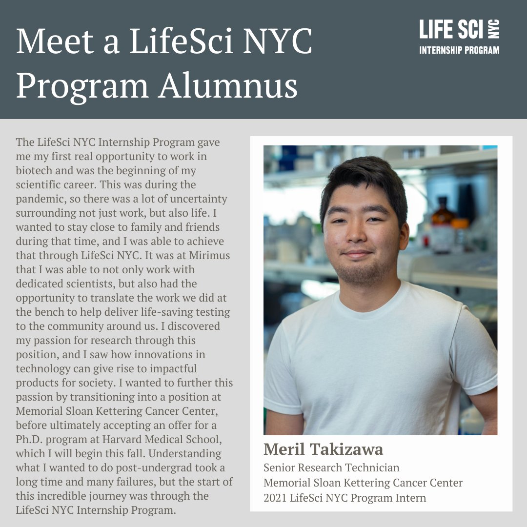 Meet Meril Takizawa! He interned as a Research &amp; Development Assistant at Mirimus in 2021 and transitioned to a full-time role after the internship. Meril is now a Senior Research Technician at Memorial Sloan Kettering Cancer Center.