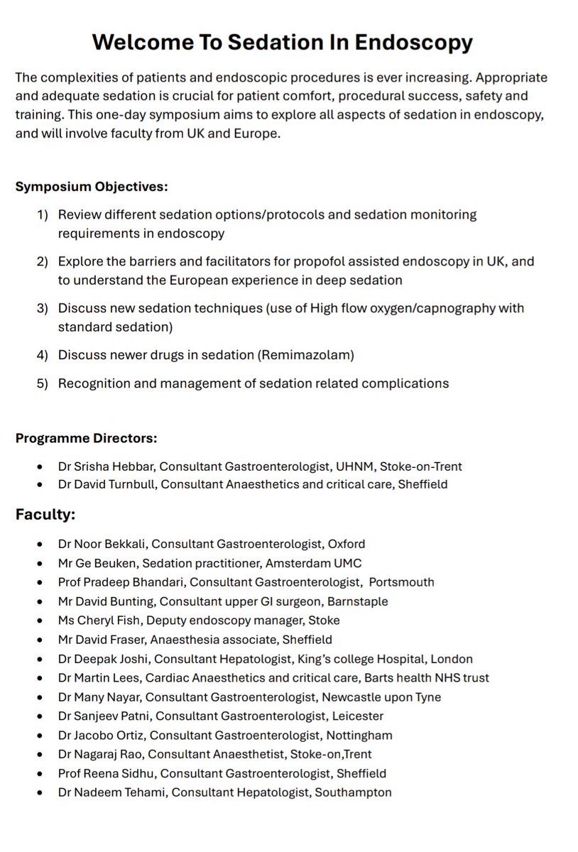 Srisha_Hebbar's tweet image. Appropriate sedation is central to the safe and effective performance of endoscopy.
We need to improve the experience for our UK patients. Please join us and share your experience @UHNM_NHS
@BritSocGastro
cmevents.co/events/sedatio…