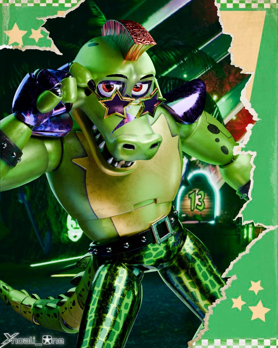 Yhoali_One's tweet image. Monty🐊☆ poster remaster 

[ I tried my best to make it look exactly 
like the original ^^]
#FNAF #fnafsb #montygator #montgomerygator #fnafsecuritybreach #securitybreach