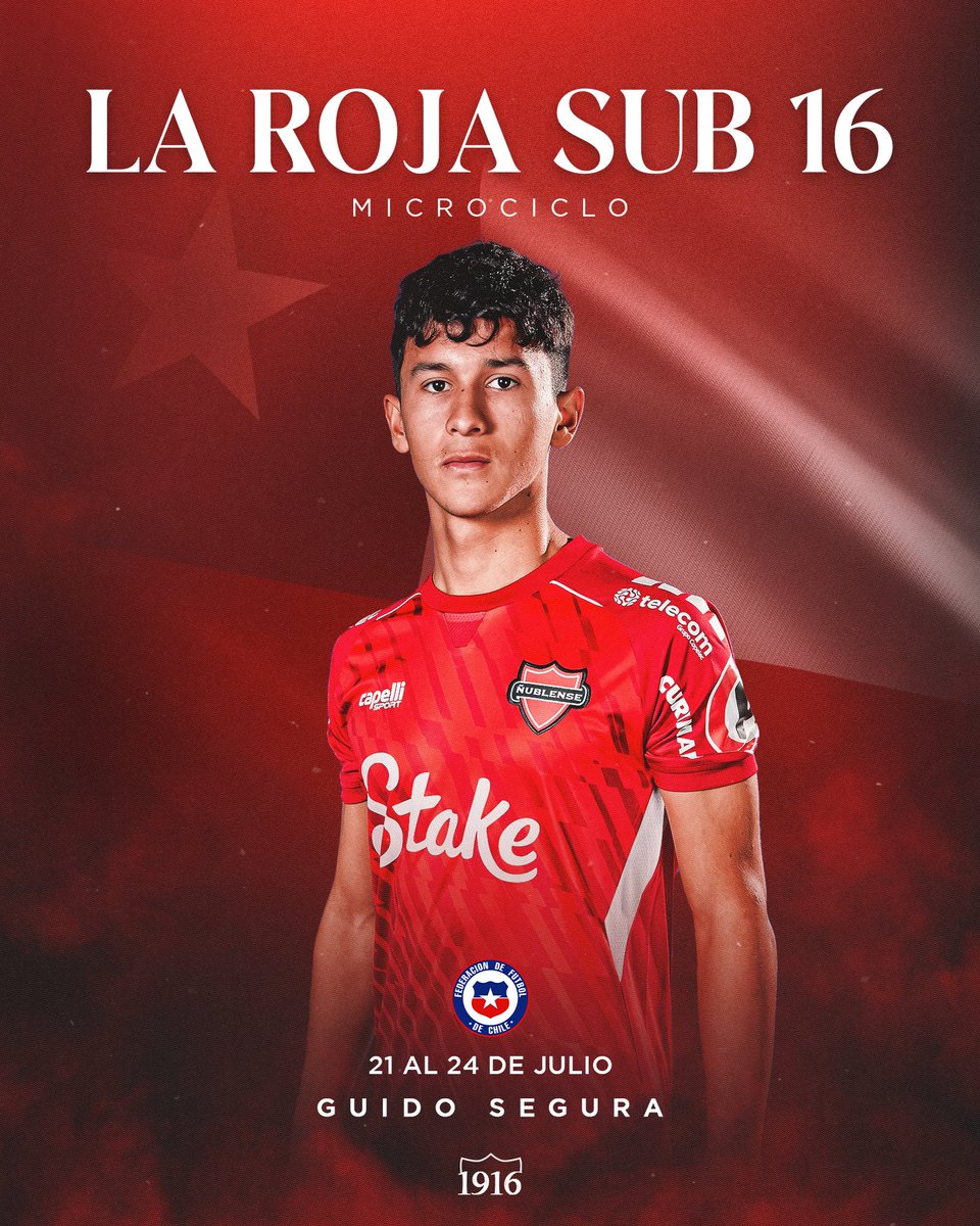 Deportivo Ñublense (@nublensesadp) on Twitter photo ¡𝐃𝐢𝐚𝐛𝐥𝐨 𝐑𝐨𝐣𝐨 𝐝𝐞 𝐒𝐞𝐥𝐞𝐜𝐜𝐢𝐨́𝐧! 🇨🇱 Guido Segura fue convocado a un nuevo microciclo de <a href="/LaRoja/">Selección Chilena</a> Sub-16 que se desarrollará entre el 21 al 24 de julio en Quilin ⚽️
¡Con todo, Pulguita! 💪🏻 ¡𝐃𝐢𝐚𝐛𝐥𝐨 𝐑𝐨𝐣𝐨 𝐝𝐞 𝐒𝐞𝐥𝐞𝐜𝐜𝐢𝐨́𝐧! 🇨🇱 Guido Segura fue convocado a un nuevo microciclo de <a href="/LaRoja/">Selección Chilena</a> Sub-16 que se desarrollará entre el 21 al 24 de julio en Quilin ⚽️
¡Con todo, Pulguita! 💪🏻