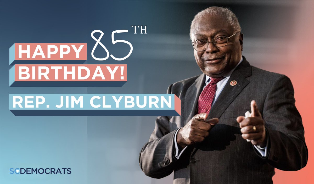 scdp's tweet image. 🎉 Happy Birthday to the one and only Congressman Jim Clyburn! A true champion for South Carolina and a tireless fighter for justice, equity, and opportunity. Thank you for your leadership and unwavering commitment to the people. 💙 #HappyBirthday #JimClyburn #SCDem