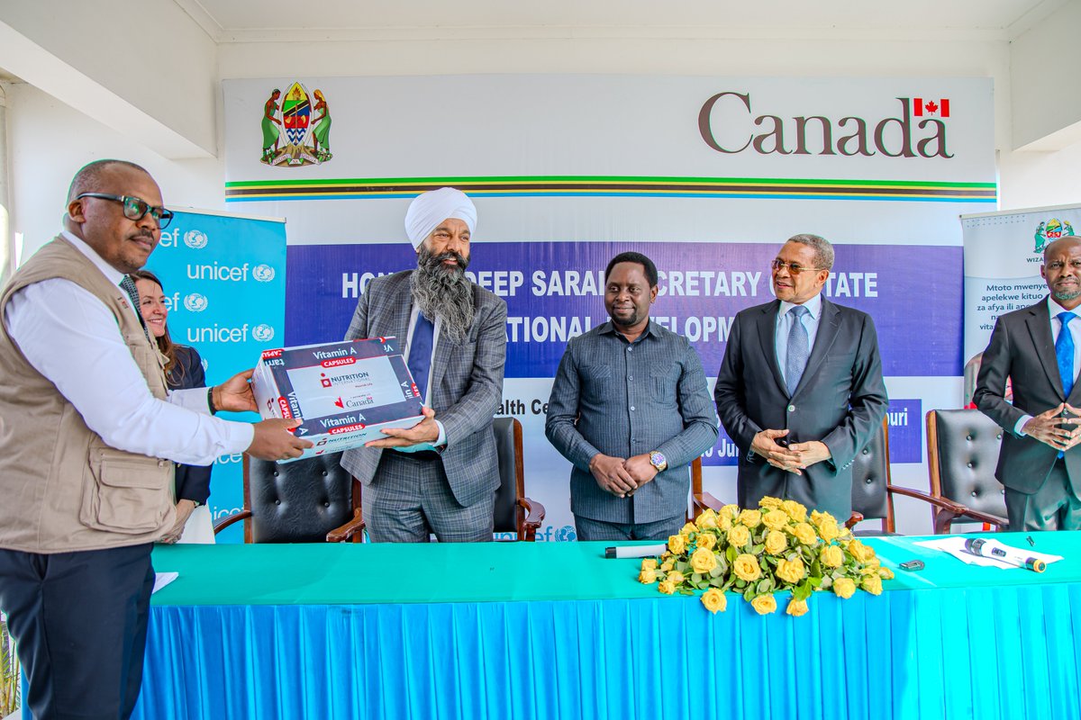 Nutrition International (@nutritionintl) on Twitter photo 🇨🇦 and 🇹🇿 are partnering to protect the health of children under five through a simple, cost-effective solution: vitamin A.
This weekend, @RandeepSarai and <a href="/CanadaDev/">Development Canada</a> joined <a href="/NutritionIntl/">Nutrition International</a> in Tanzania to reaffirm their shared commitment to child survival. 💊
📰 Read more: 🇨🇦 and 🇹🇿 are partnering to protect the health of children under five through a simple, cost-effective solution: vitamin A.
This weekend, @RandeepSarai and <a href="/CanadaDev/">Development Canada</a> joined <a href="/NutritionIntl/">Nutrition International</a> in Tanzania to reaffirm their shared commitment to child survival. 💊
📰 Read more: