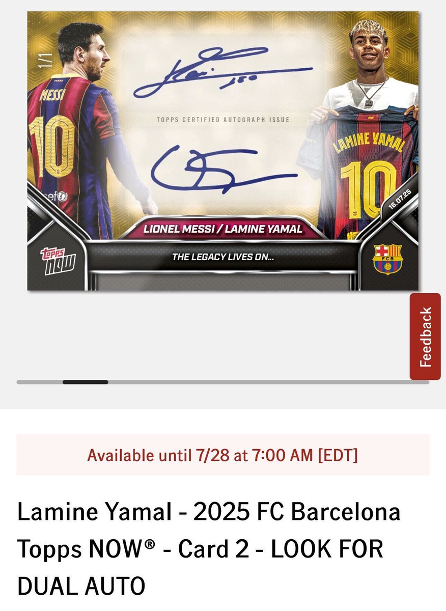 SportsCardInv's tweet image. Messi and Yamal get their first ever licensed duo auto with the new @Topps NOW release!