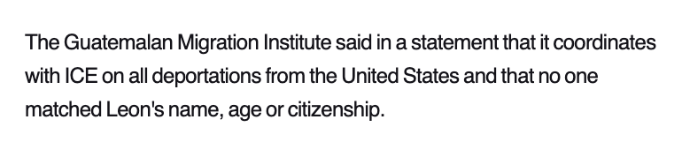 bonchieredstate's tweet image. Maybe a mistake was made, but this story stinks to high heaven.
First the family claimed he died in ICE custody. Then they said he's in Guatemala, but the Guatemalans say he's not. But the family says he has no plans to return to the US?
Huh?