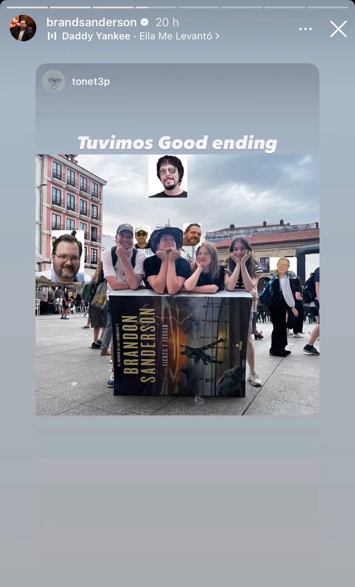 MazoCosmere's tweet image. Nos hemos colado en los stories de Sanderson con la canción de Daddy Yankee? Puede ser