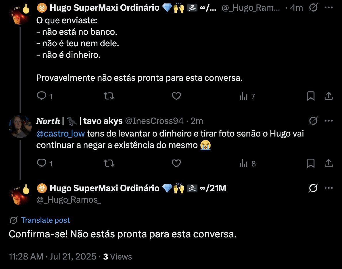 Confirma-se! A <a href="/InesCross94/">𝑵𝒐𝒓𝒕𝒉 | 🐦‍⬛ | tavo akys</a> não está pronta para esta conversa.
