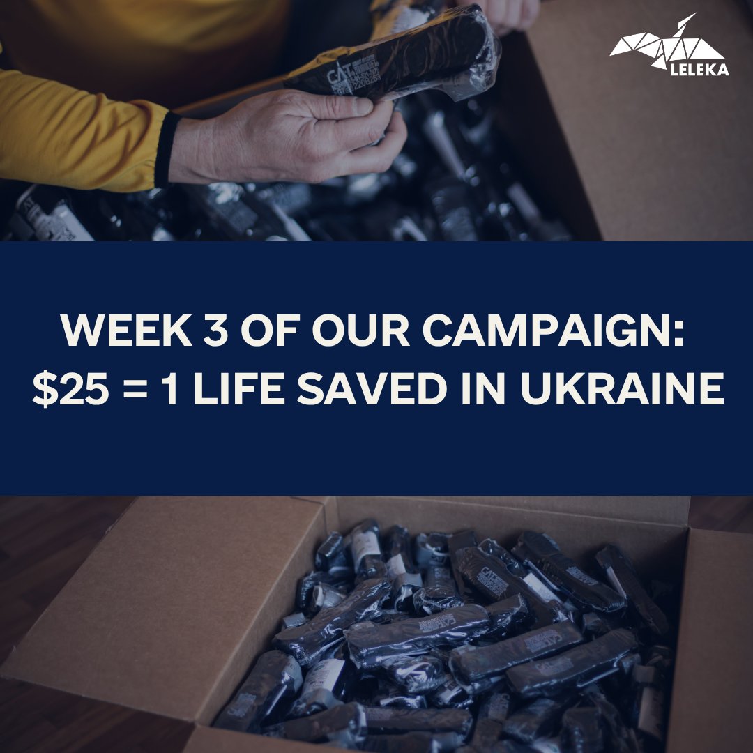 Leleka_FDN's tweet image. Week 3: $25 = 1 Life Saved in Ukraine
We are raising funds for 400 tourniquets.
Tourniquets have been used since ancient times to stop severe bleeding.
Modern designs save lives when used correctly.
Help us deliver more.
🩺 Donate now: givebutter.com/kMF7Wu
#LelekaFoundation