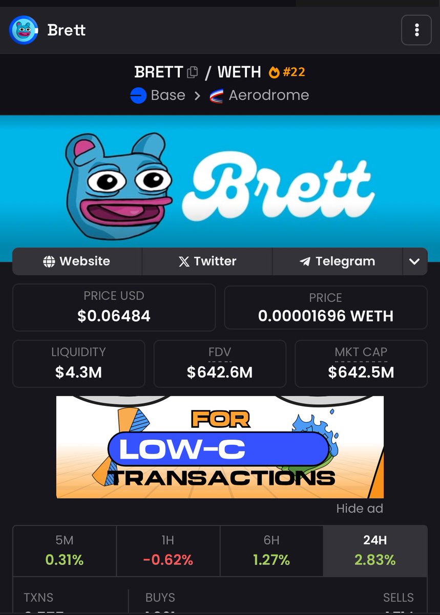 sarah_talley_'s tweet image. If you are sleeping on @base you do not understand this game.
You are EARLY to base, which is exactly what you want.
$Brett is the number 1 meme on Base chain which is Coinbase’s very own ETH Layer 2, created for faster and cheaper transactions. Coinbase is the NUMBER 1…