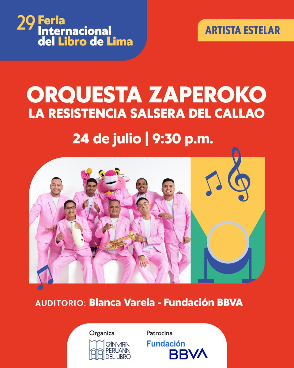 FILLima2025's tweet image. 🎺 ¡Zaperoko en la FIL Lima 2025!
La Resistencia Salsera del Callao llega con todo su ritmo.
🗓️ Jueves 24 de julio
🕤 9:30 p.m. – 10:15 p.m.
📍 Auditorio Blanca Varela - Fundación BBVA
*Aforo limitado. Las actividades pueden estar sujetas a cambios.