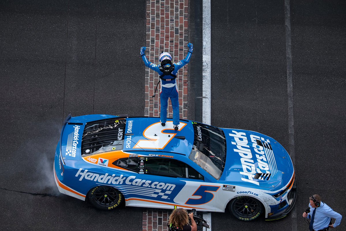 NASCARClassics's tweet image. On this date in 2024:
@KyleLarsonRacin won the #Brickyard400 at @IMS.