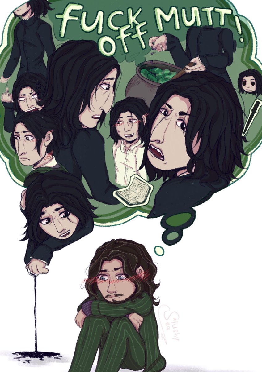 Slushy_Sea's tweet image. Sirius going trough the the stages of handling his obsession with severus. #snirius #starprince #severussnape #siriusblack