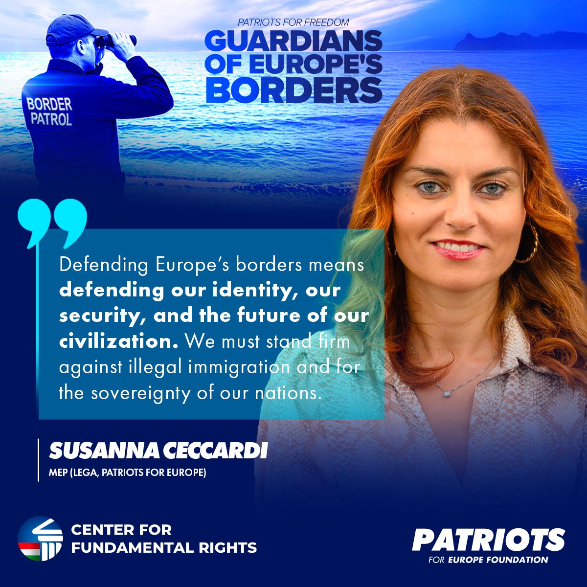 PfEFoundation's tweet image. The second panel at the Guardians of Europe’s Borders conference has just begun in Rome.
Theme: How to reclaim national sovereignty stolen by Brussels’ technocracy.
In a powerful speech, MEP @SusannaCeccardi (@Lega_Ue , @PatriotsEP) reminds the audience:
“Defending Europe’s…