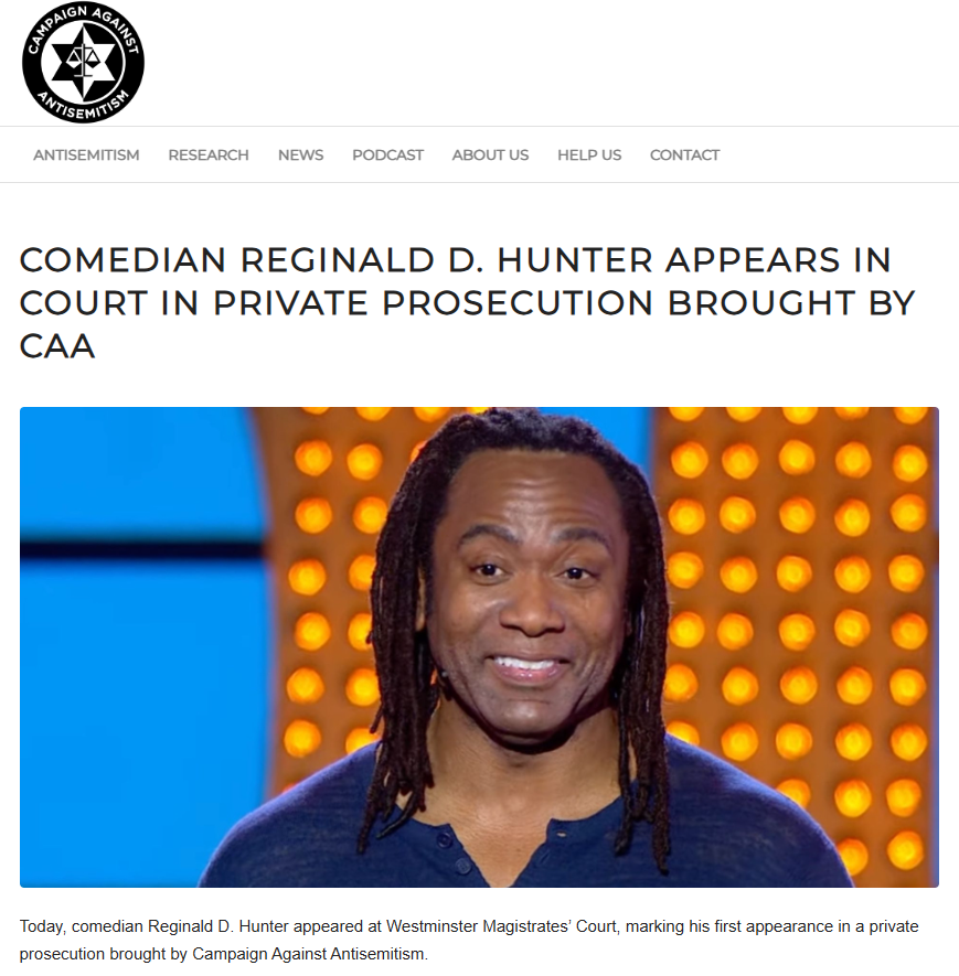 PhaganKean's tweet image. Accusations of Anti-Semitism on Trial? The Criminalizing of Comedy: Comedian Reginald D. Hunter appears in court in private prosecution brought by Campaign Against Antisemitism
Speech Policing Escalates: Comedian Reginald D. Hunter Targeted in Private Prosecution Over Social…