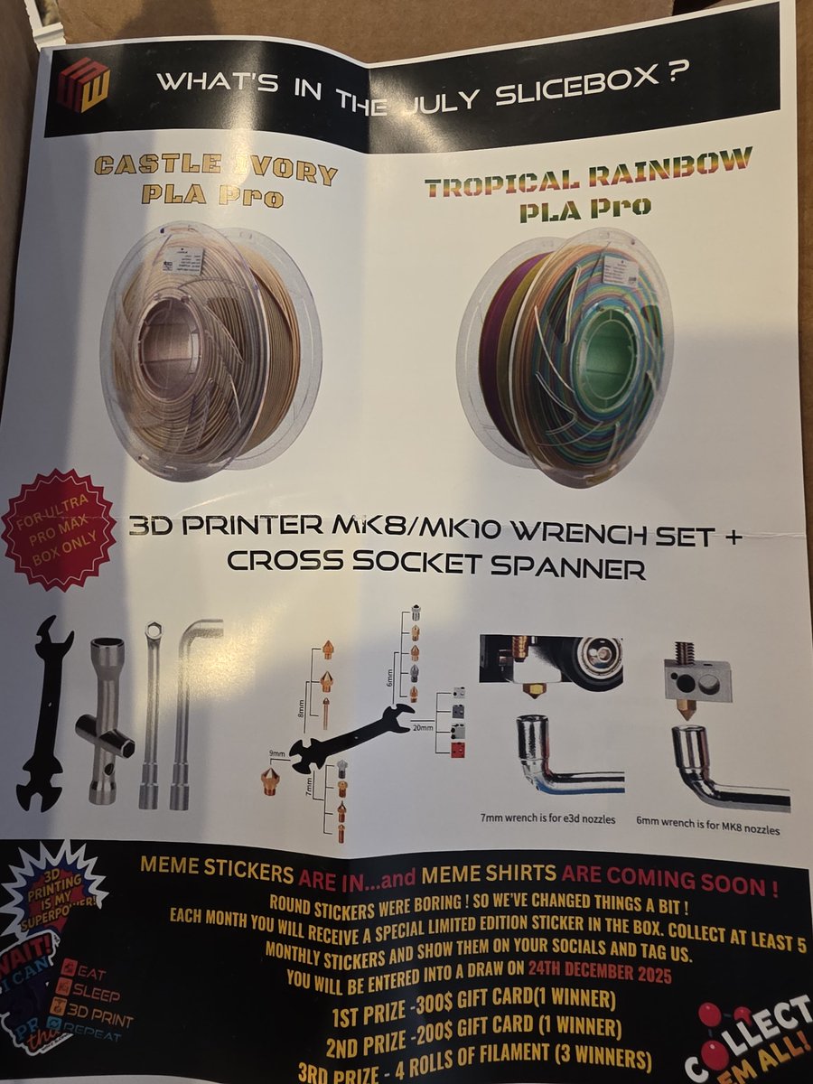 hfoster52's tweet photo. @SliceWorx3D Got my #slicebox will be giving that tropical filament a run soon. Looks like some new candy (The other reason to get this) and stickers. I see some discount codes. Also good to support a #SmallBusiness when they make great products. https://t.co/OLG8LRfiF5