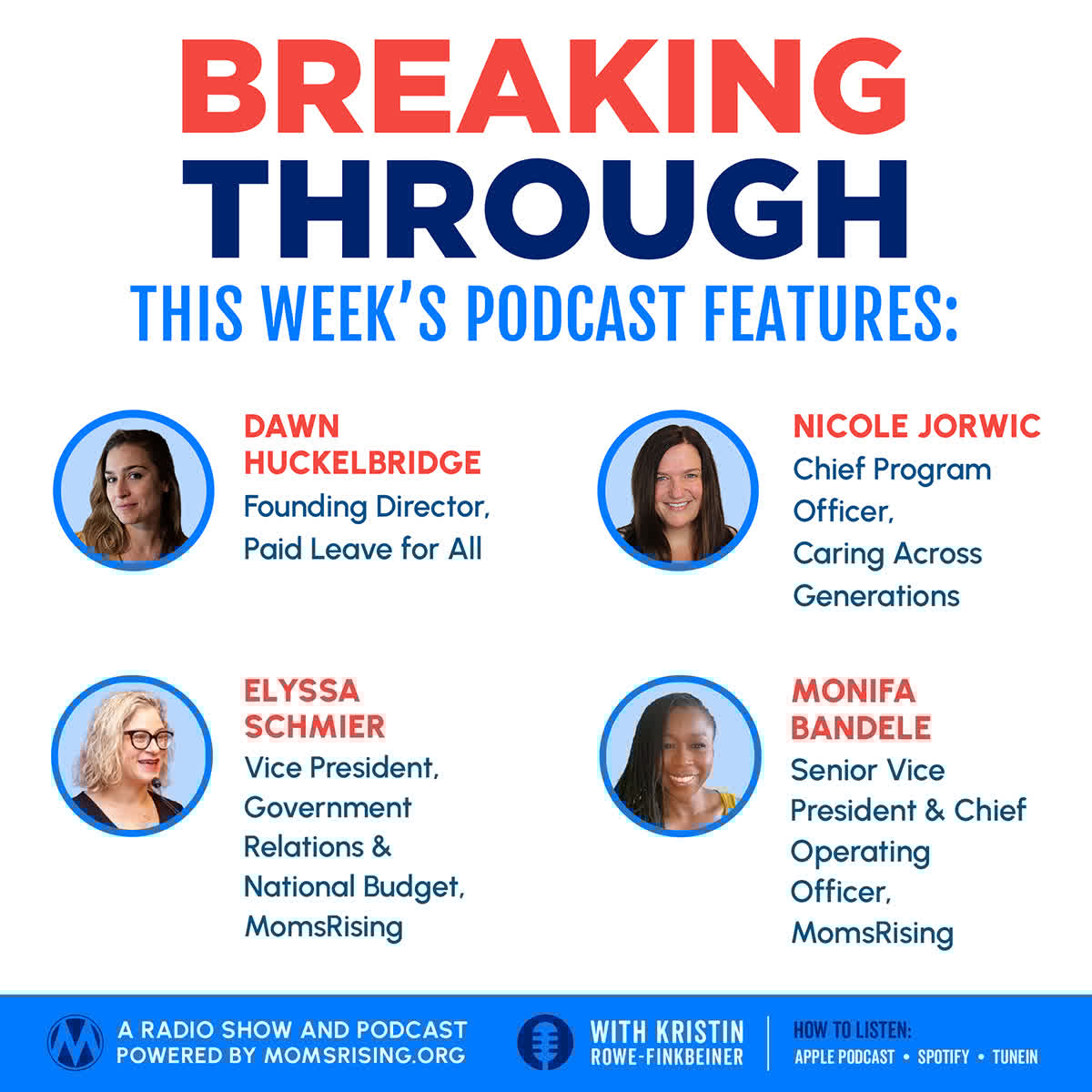 MomsRising's tweet image. 🎙️ The negative repercussions from gutting health care in the Big Bad Betrayal Bill w/ @CaringAcrossGen
🎙️ What's happening in Washington DC and how it impacts you + Black Women's Equal Pay Day w/ @MomsRising
🎙️ The momentum that the push to pass Paid Family & Medical Leave is…